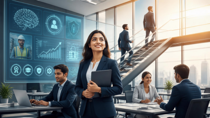 Young professionals developing future-ready skills and advancing their careers through professional training and certifications